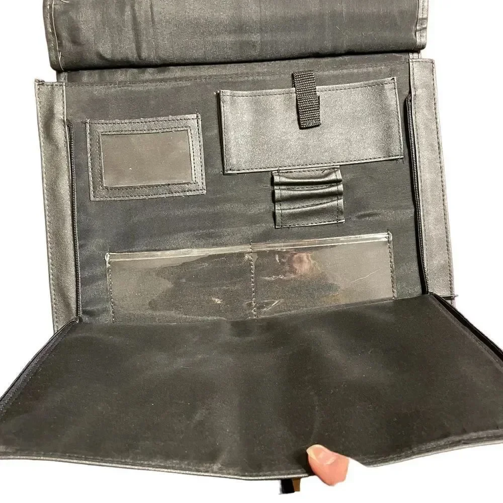 Leather look black laptop briefcase messenger  bag -NWT